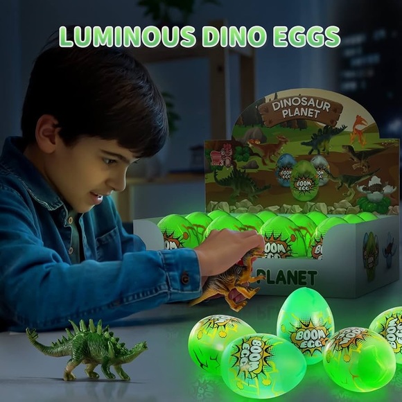 Jumbo glow in the dark dinosaur filled eggs with realistic Dino figurines (NWT) - Picture 4 of 6